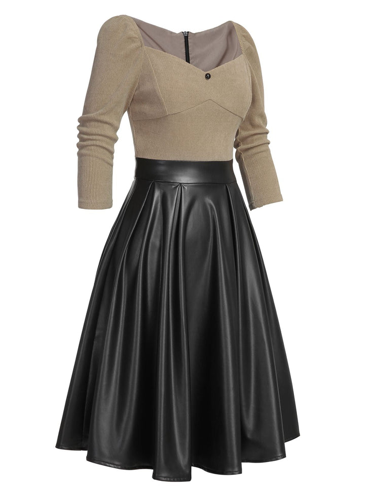 1950s Knitted Leather Patchwork Dress | 1950s | vintage dress, fashion