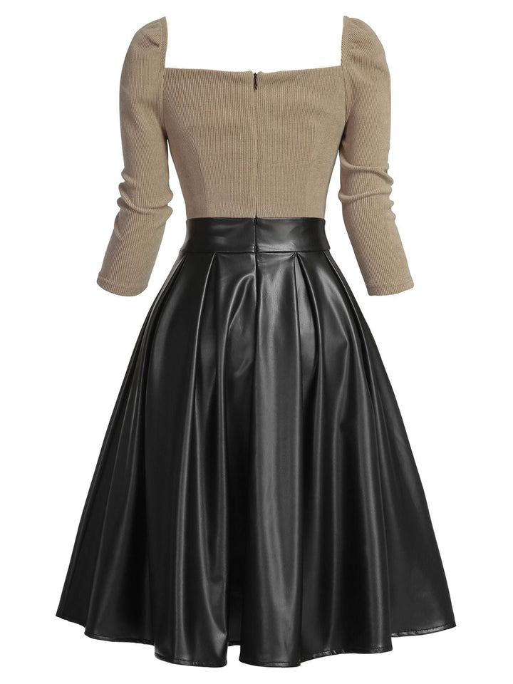 1950s Knitted Leather Patchwork Dress | 1950s | vintage dress, fashion