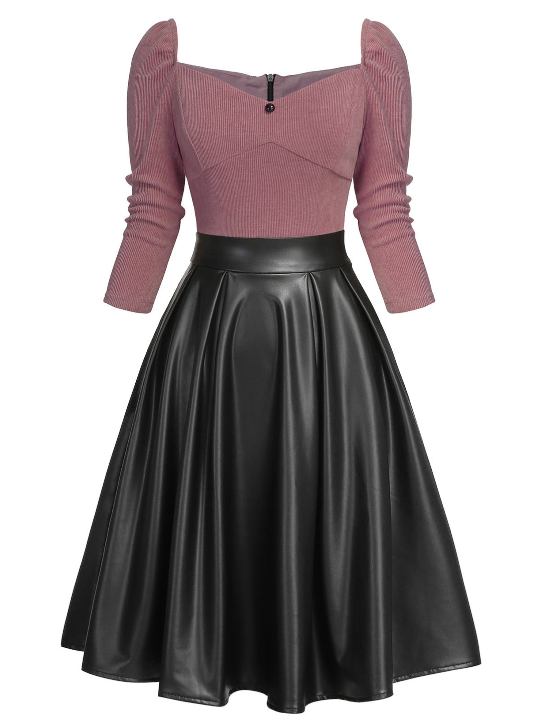 1950s Knitted Leather Patchwork Dress — vintage elegance for the modern woman