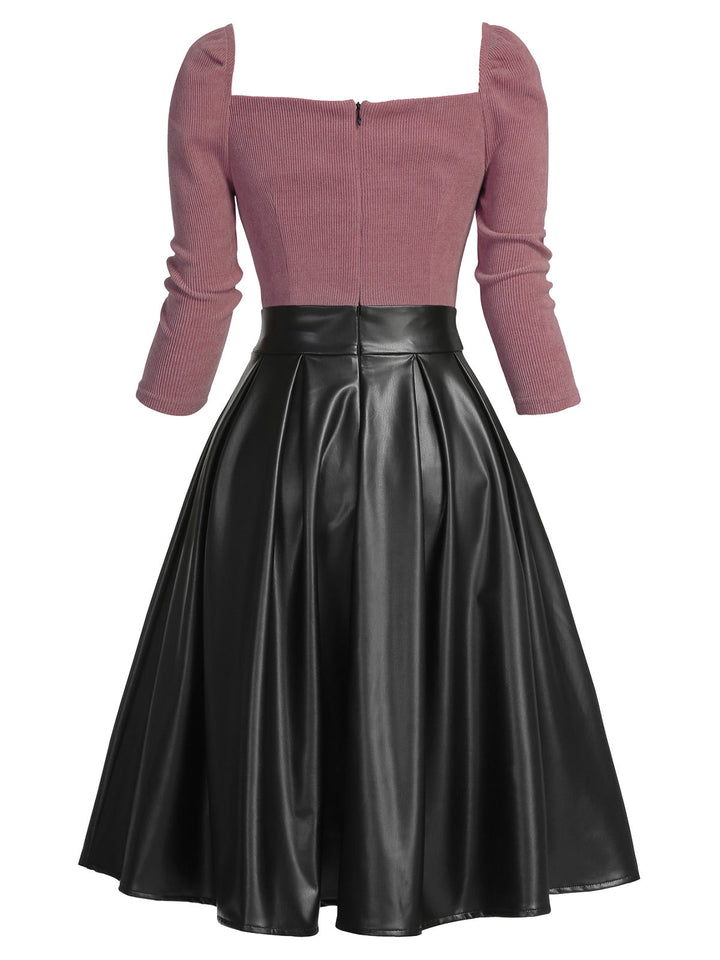 1950s Knitted Leather Patchwork Dress: timeless style reimagined