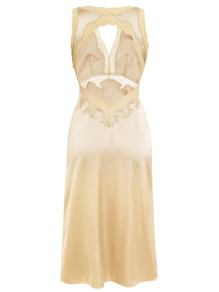Lace Backless V-Neck Satin Sleepwear — vintage elegance for the modern woman