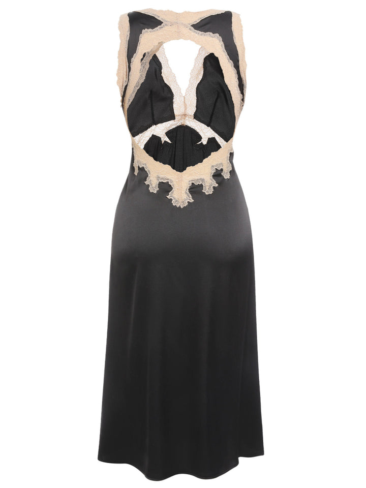 Lace Backless V-Neck Satin Sleepwear — vintage elegance for the modern woman