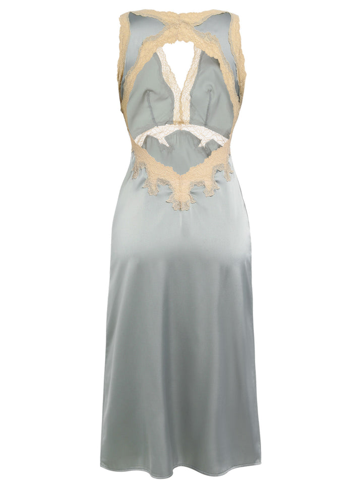 Lace Backless V-Neck Satin Sleepwear — vintage elegance for the modern woman