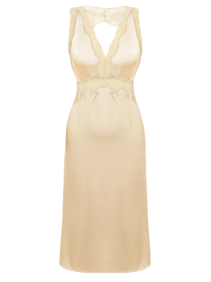 Lace Backless V-Neck Satin Sleepwear: timeless style reimagined