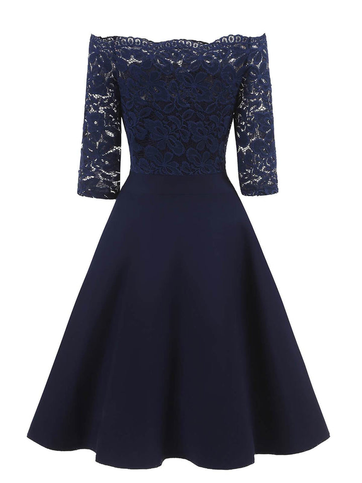 1950s Lace Off Shoulder Dress: timeless style reimagined