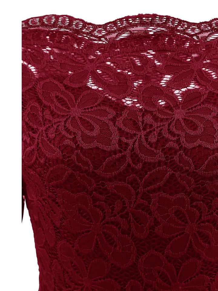 1950s Lace Off Shoulder Dress: timeless style reimagined