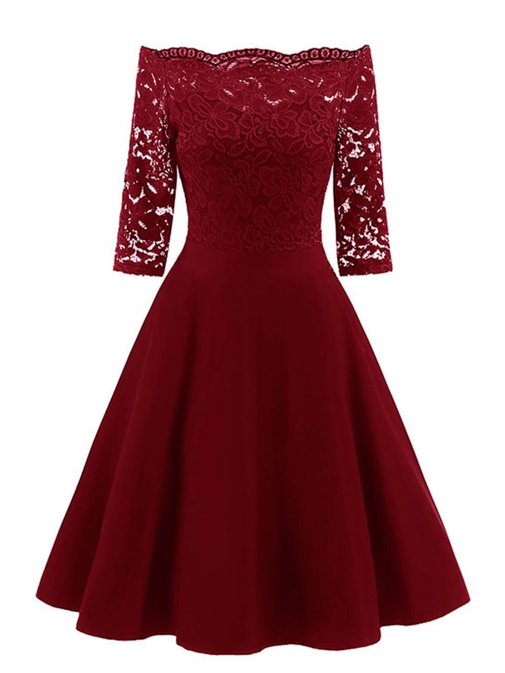 1950s Lace Off Shoulder Dress: timeless style reimagined