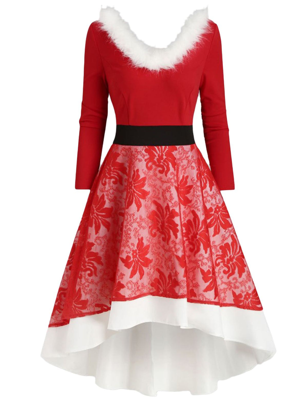1950s Lace Patchwork Furry Dress, classic 1950s style elegant fashion - Image 2