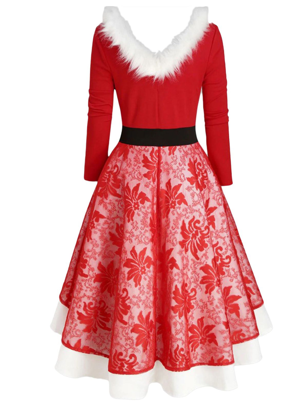 1950s Lace Patchwork Furry Dress, classic 1950s style elegant fashion - Image 3