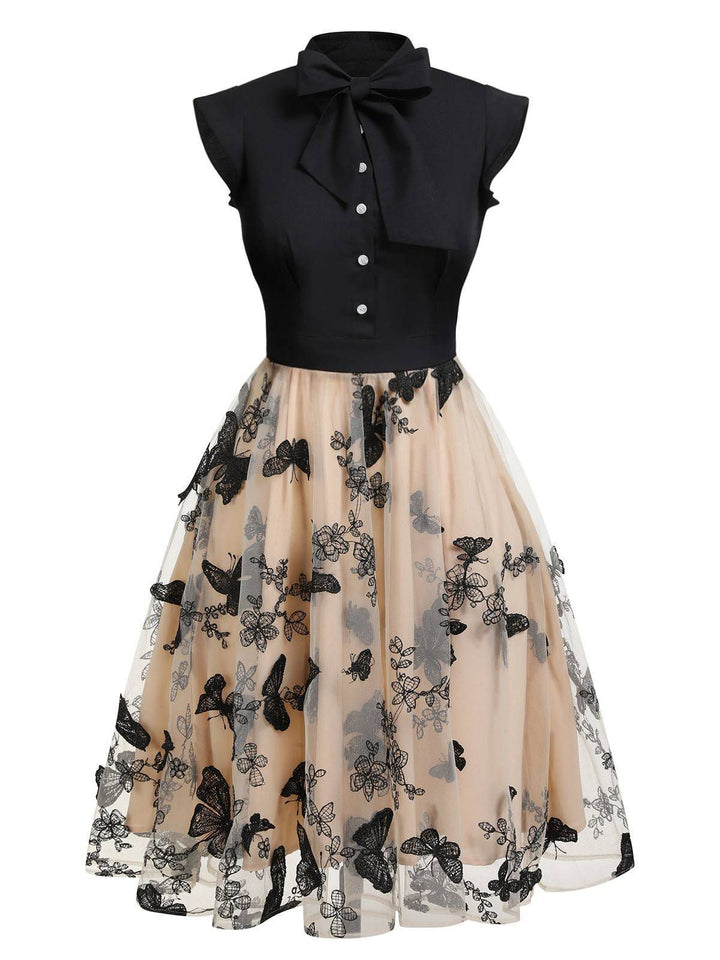 Black 1950s Butterfly Patchwork Vintage Dress — vintage elegance for the modern woman
