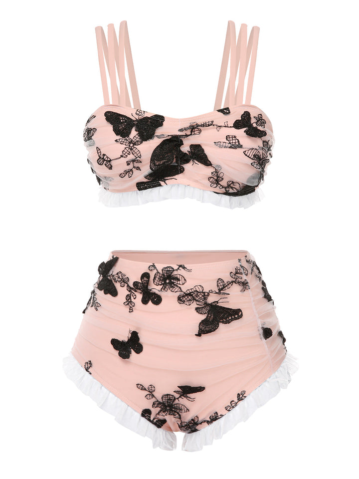 1950s Lace Strawberry Cami Tankini Set - vintage fashion, retro style