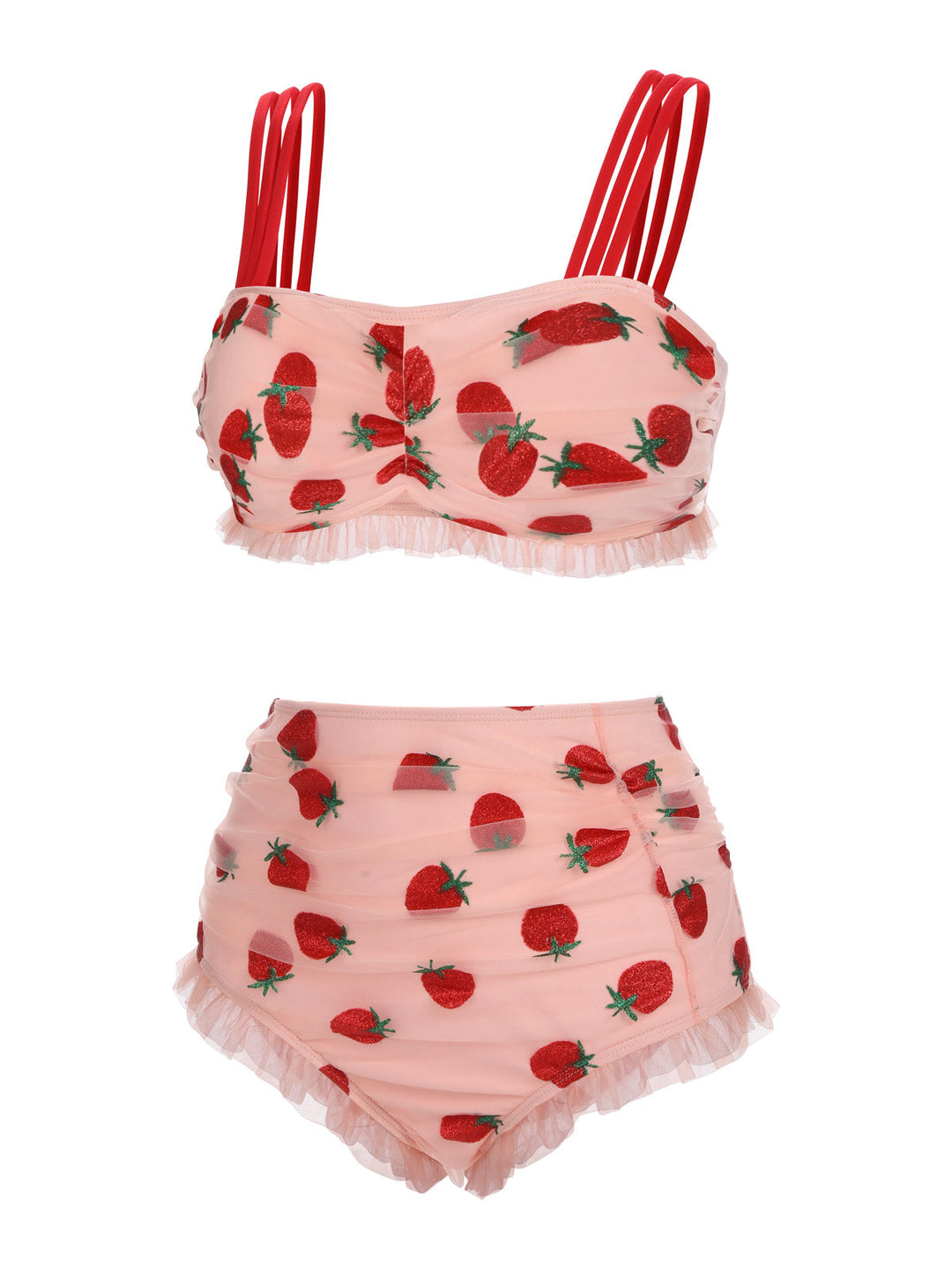 1950s Lace Strawberry Cami Tankini Set: beautiful vintage fashion, retro style, classic elegance with timeless appeal