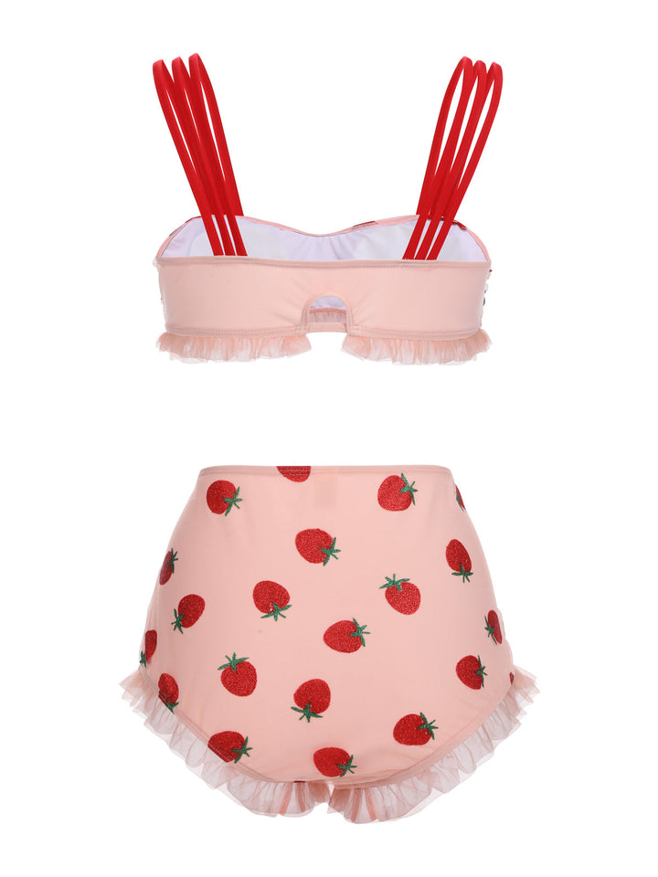 1950s Lace Strawberry Cami Tankini Set - vintage fashion, retro style