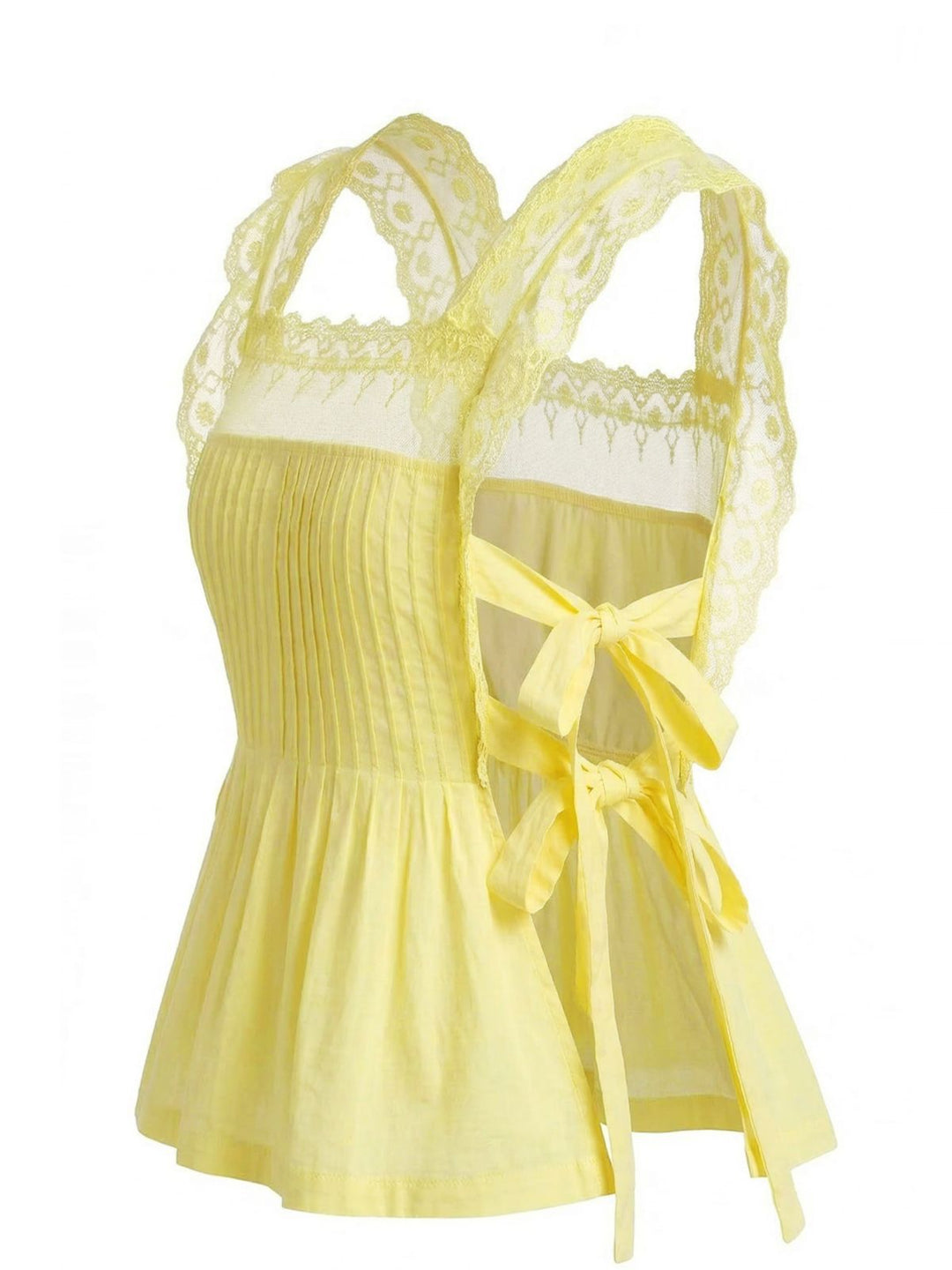 Lace-Trim Bows Pleated Babydoll Top, vintage top, retro blouse - perfect for women who love vintage and retro fashion