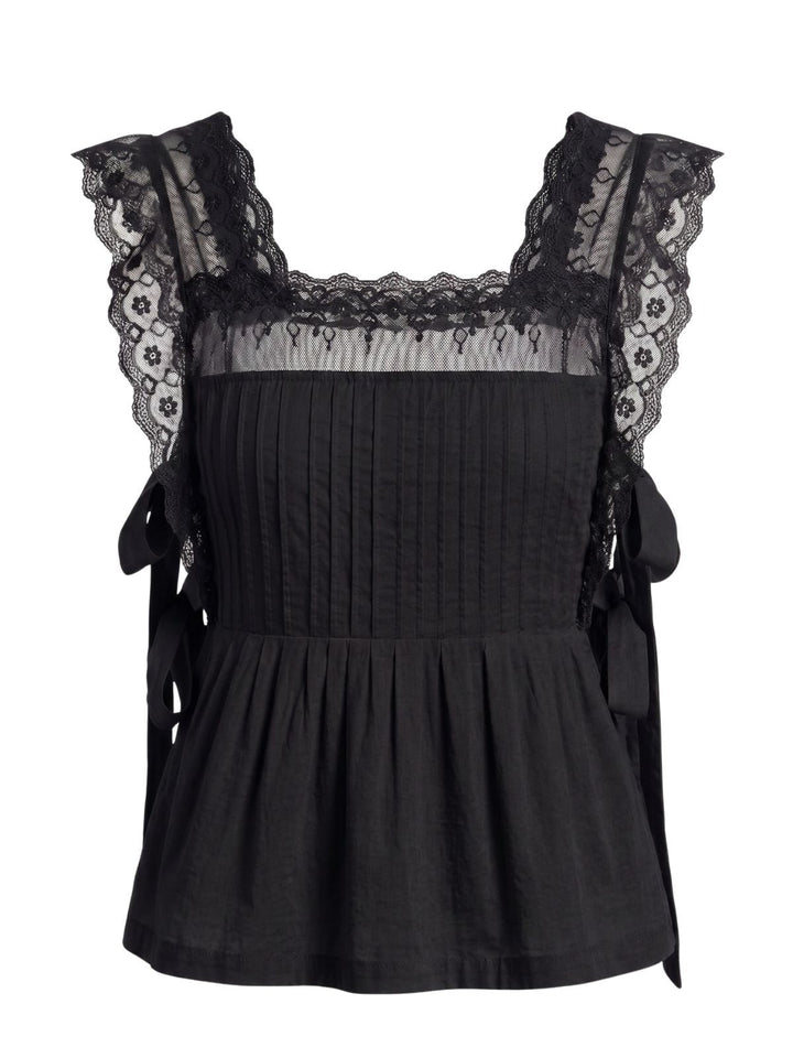 Lace-Trim Bows Pleated Babydoll Top, vintage top, retro blouse - perfect for women who love vintage and retro fashion