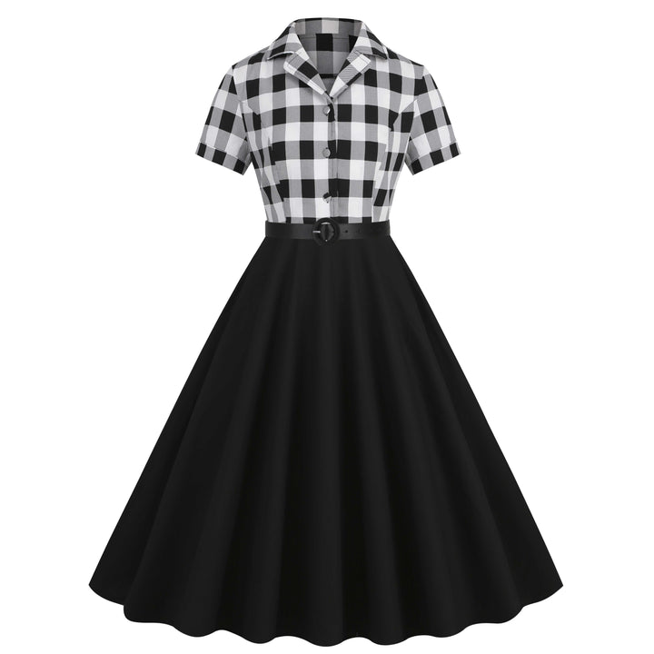 1950s Lapel Contrast Belted Dress: where 1950s romance meets her modern spirit