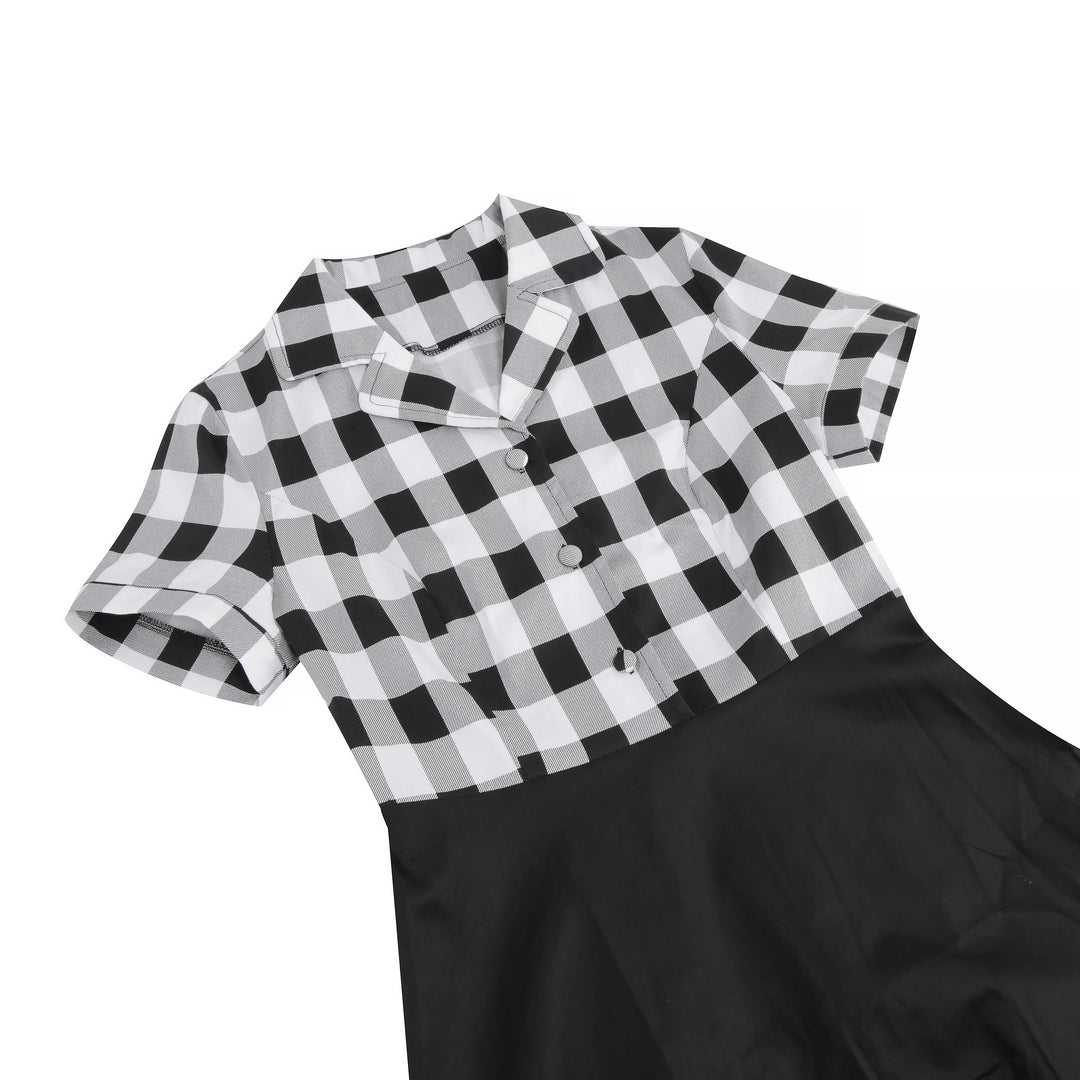 1950s Lapel Contrast Belted Dress — a 1950s silhouette that turns sidewalks into runways