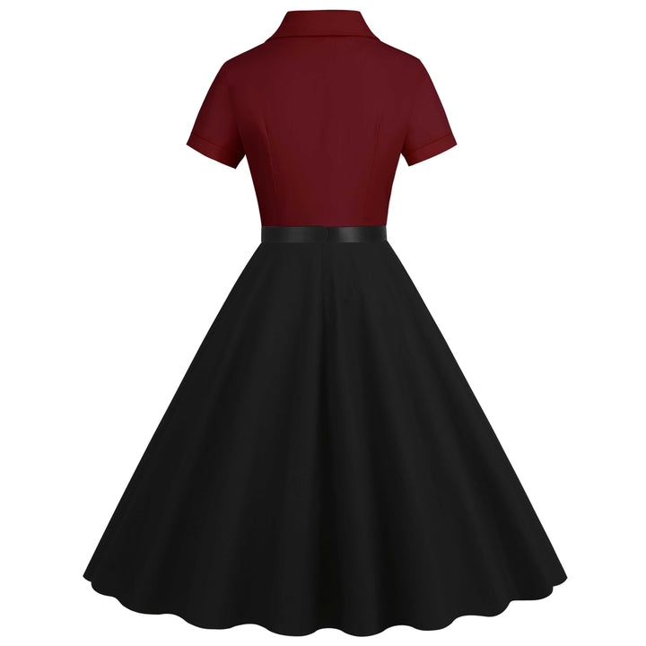 1950s Lapel Contrast Belted Dress: where 1950s romance meets her modern spirit