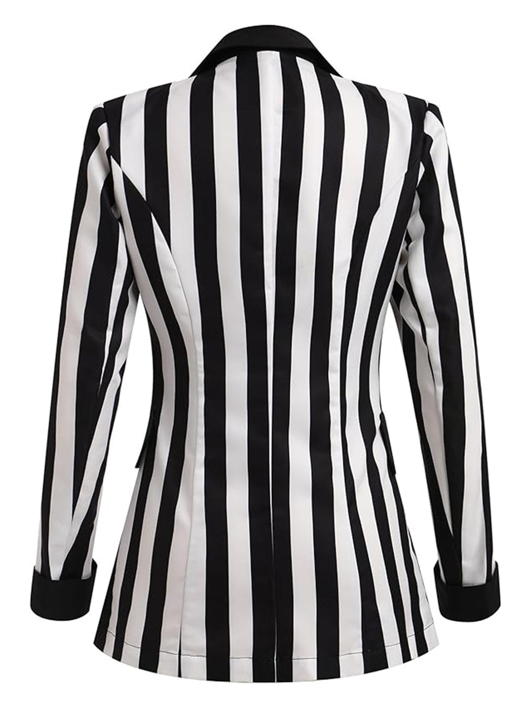 1950s Lapel Contrast Black &amp; White Stripes Blazer — 1950s style that speaks before she does
