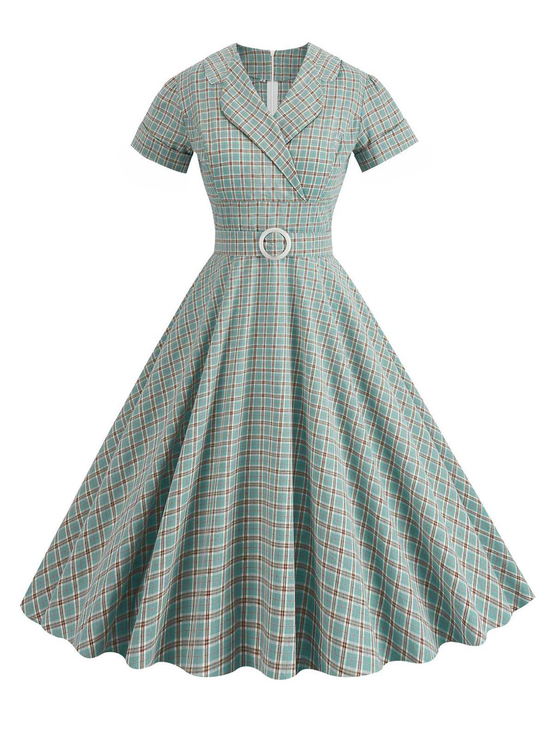 1950s Lapel Plaids Belted Dress — the kind of 1950s dress that makes strangers smile