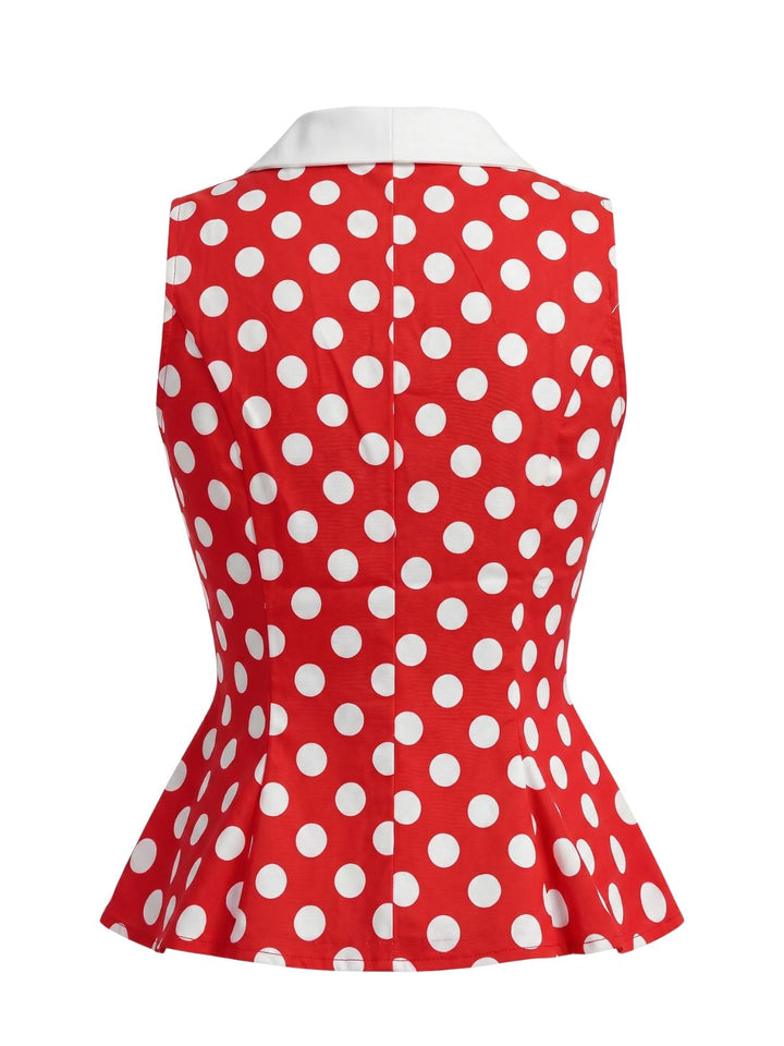 Red 1950s Vintage Polka Dot Top