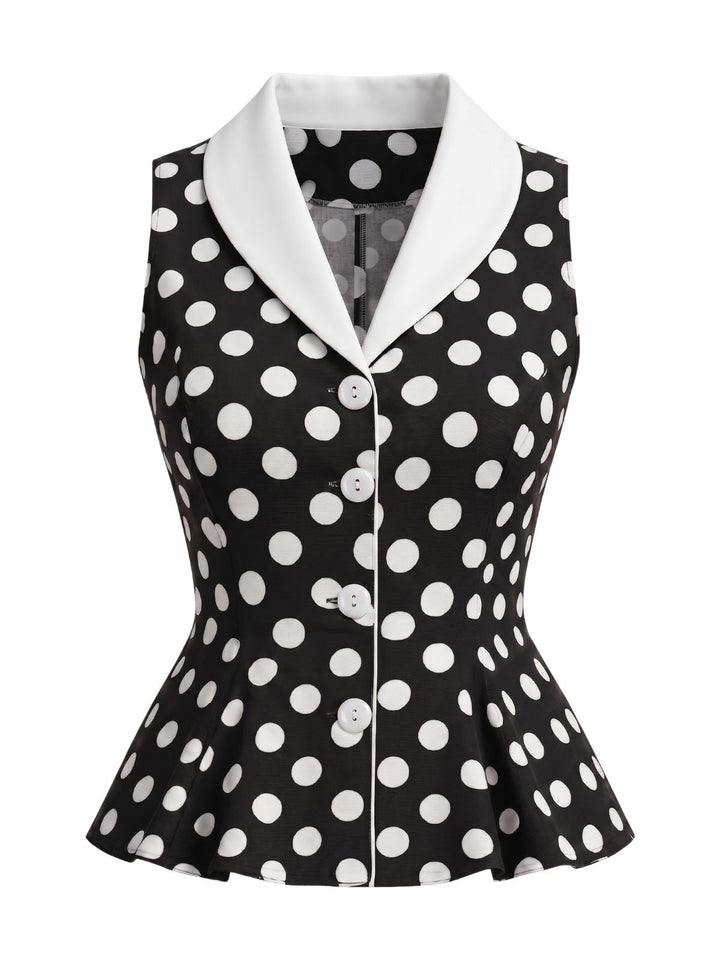 Red 1950s Vintage Polka Dot Top