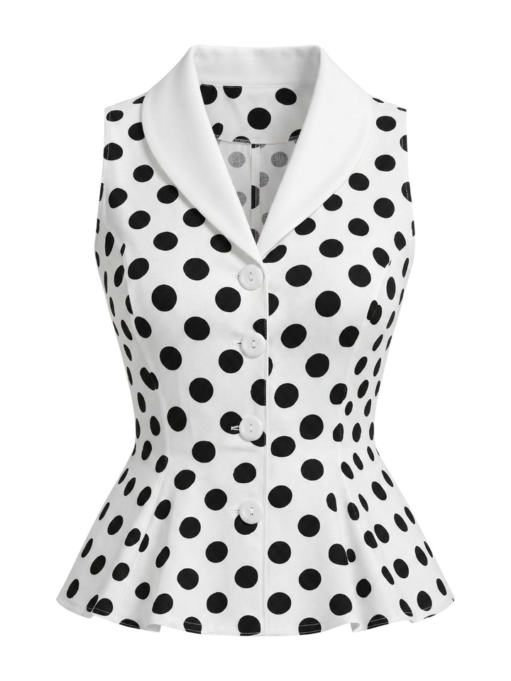 Red 1950s Vintage Polka Dot Top