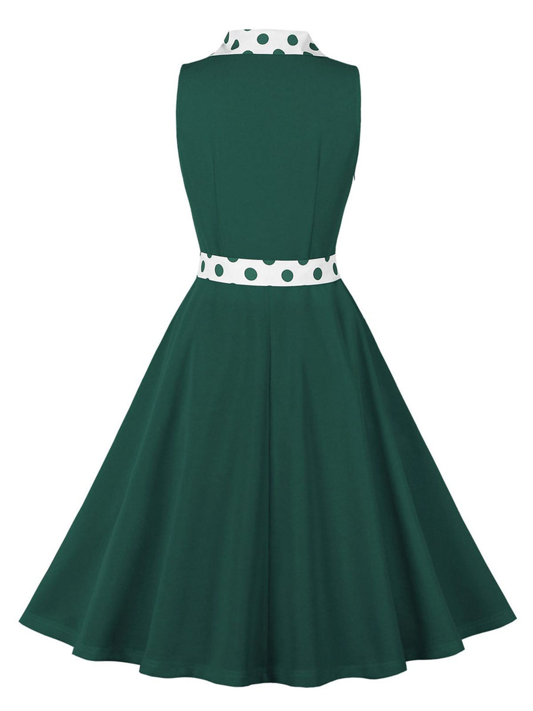 1950s Lapel Polka Dots Sleeveless Belted Dress, vintage dress, retro fashion, rockabilly, pin-up fashion - perfect for women who love vintage and retro fashion