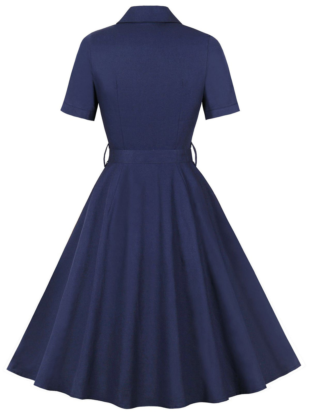 1950s Lapel Solid Buttons Belt Dress — the kind of 1950s dress that makes strangers smile
