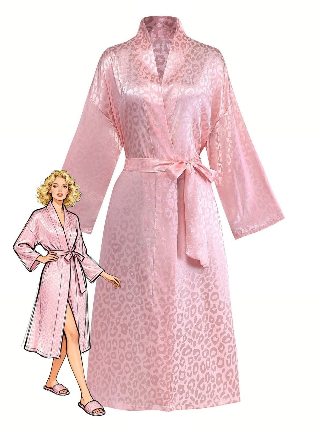 Leopard Print Lace-Up Robe - vintage fashion, retro style