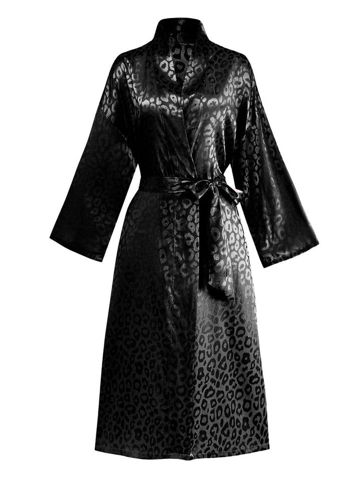 Leopard Print Lace-Up Robe - vintage fashion, retro style