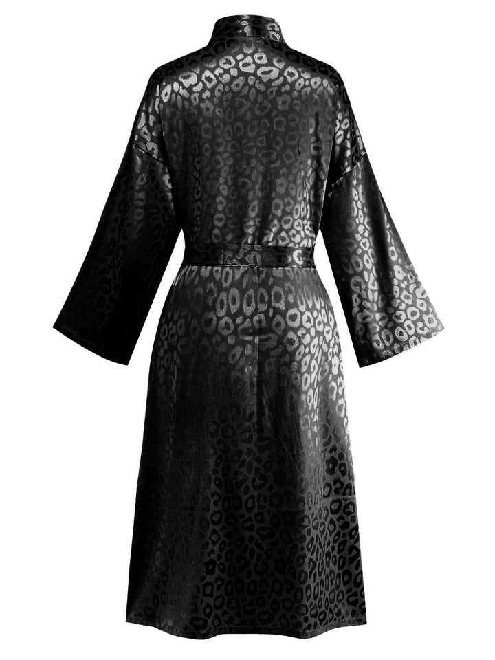 Leopard Print Lace-Up Robe - vintage fashion, retro style