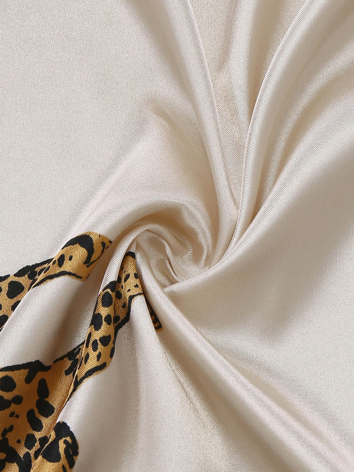 Leopard Print Satin Robe with Belt - vintage fashion, retro style