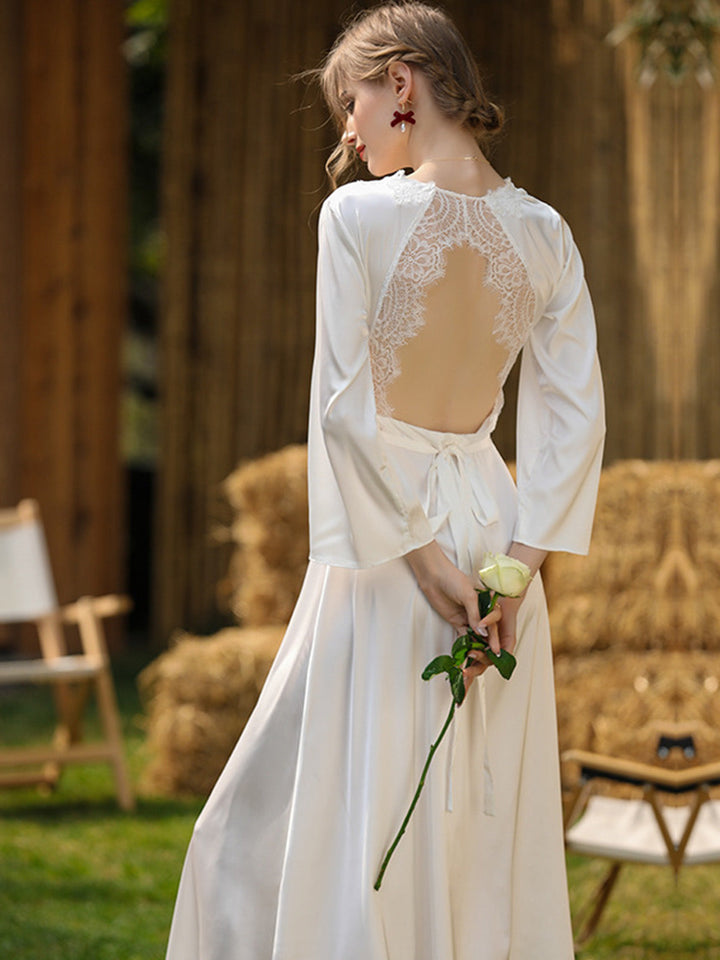 1950s Long Ice Silk Backless Nightgown: timeless style reimagined