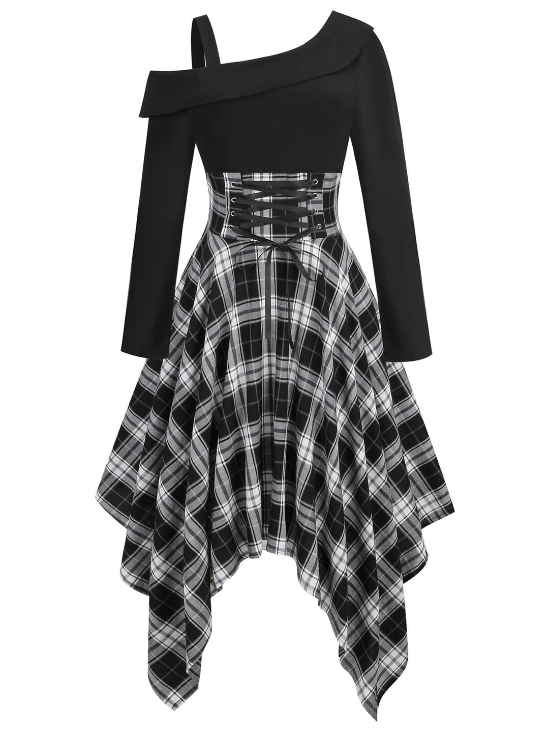 1950s Long Sleeve Patchwork Swing Dress — vintage elegance for the modern woman