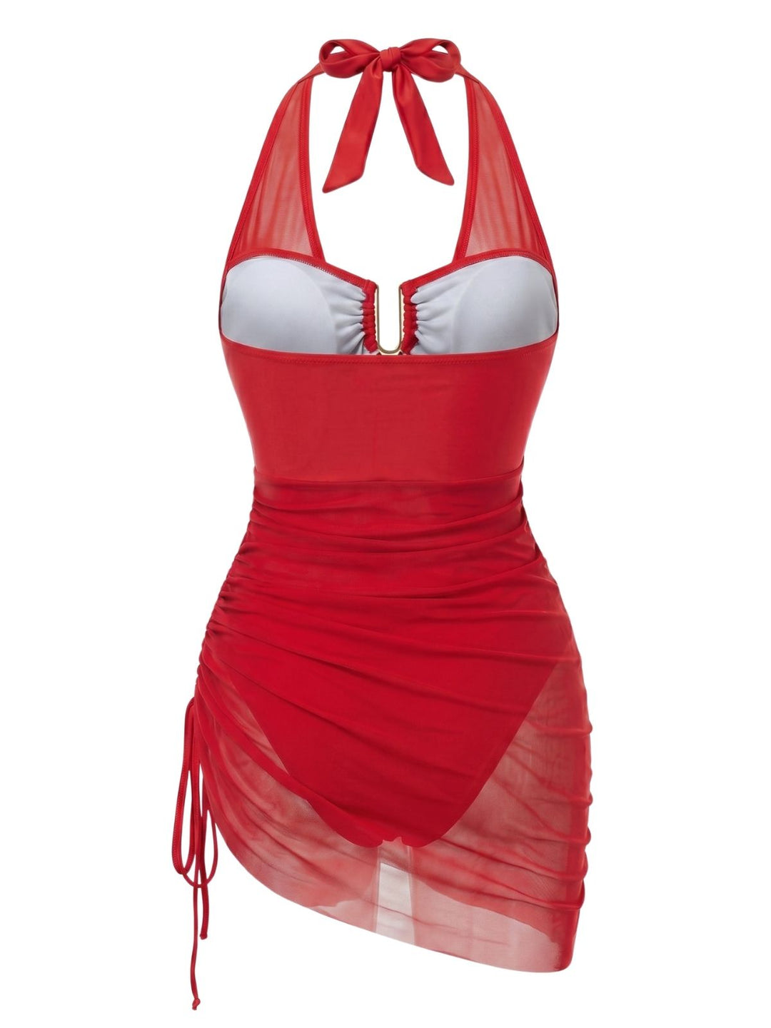 Mesh Halter Tie Waist One Piece Swimsuit 5