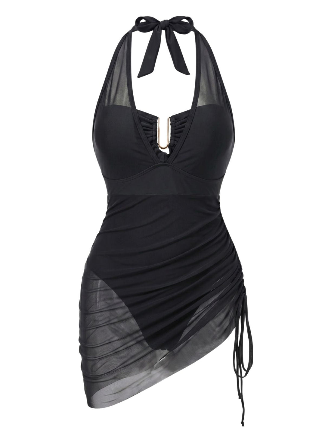Mesh Halter Tie Waist One Piece Swimsuit 6