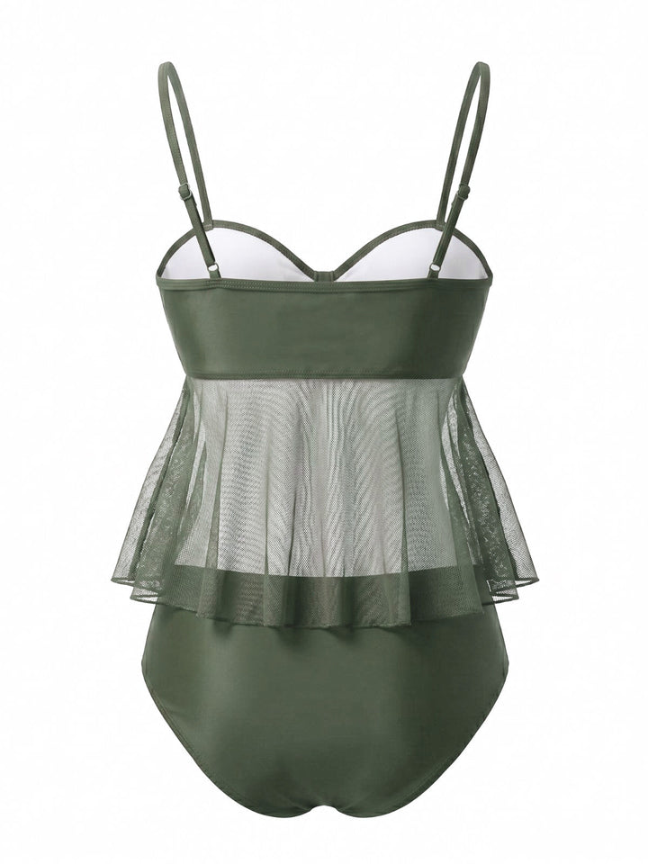 Mesh-High-Waist-Bow-Tie-Tankini-Set, vintage, retro, swimwear