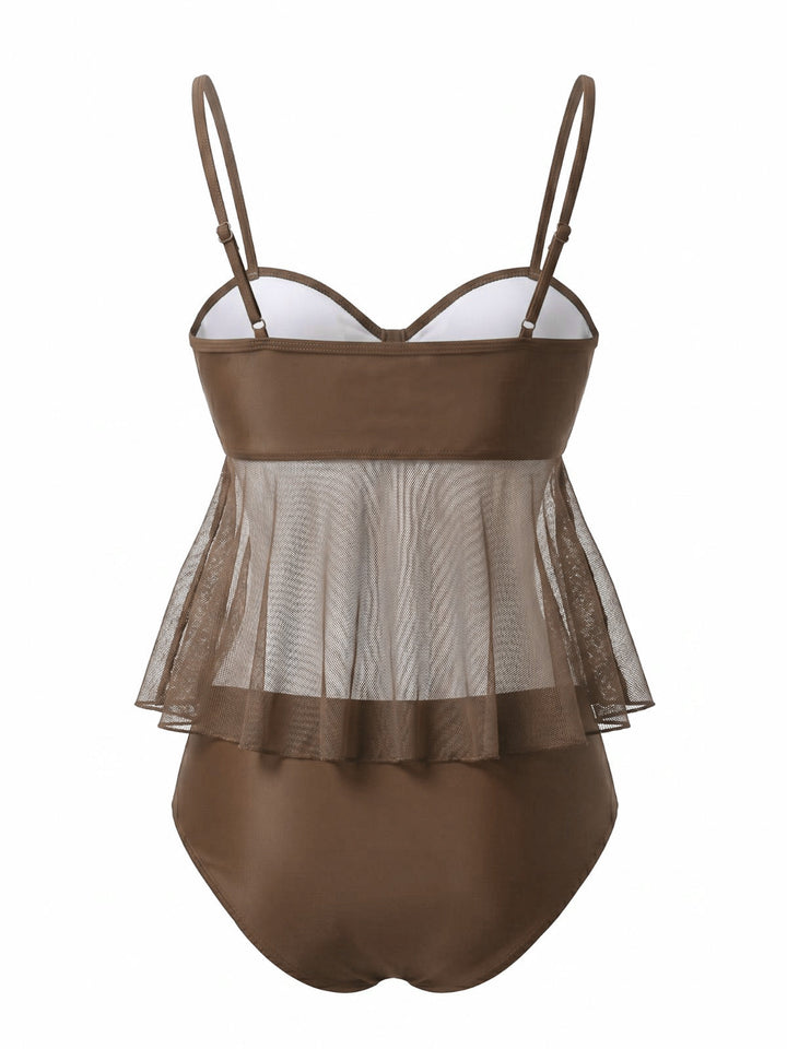 Mesh-High-Waist-Bow-Tie-Tankini-Set, vintage, retro, swimwear