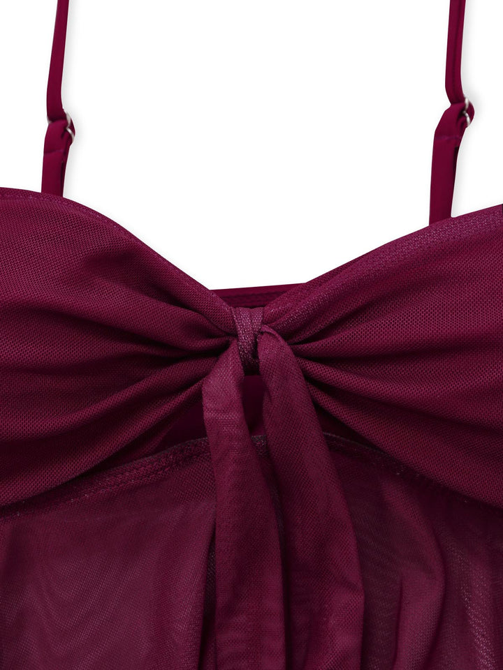Mesh-High-Waist-Bow-Tie-Tankini-Set, vintage, retro, swimwear