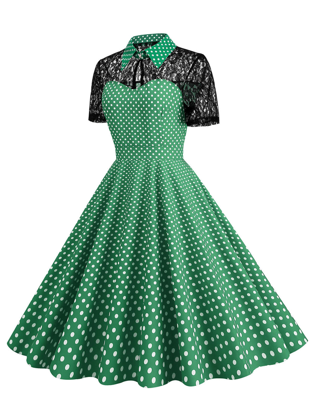 1950s Mesh Patchwork Polka Dot Dress — the kind of 1950s dress that makes strangers smile
