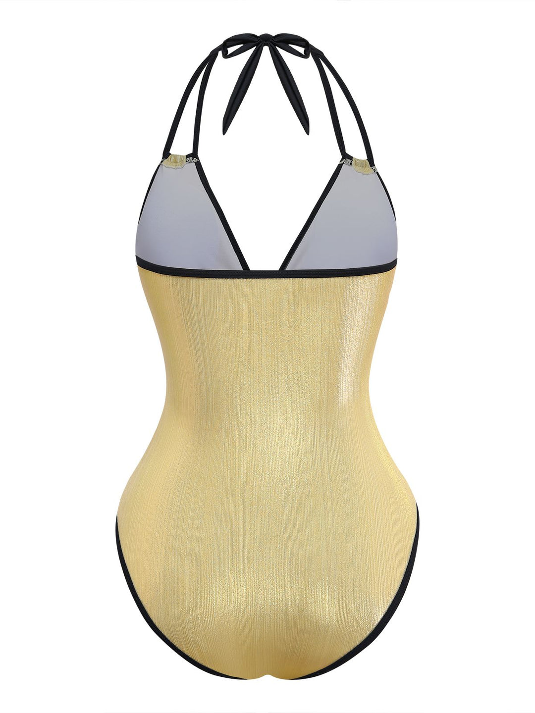 1950s Metallic Shimmer Strappy Halter One-Piece Swimsuit | vintage swimwear, retro swimsuit, pin-up style - perfect for retro fashion enthusiasts