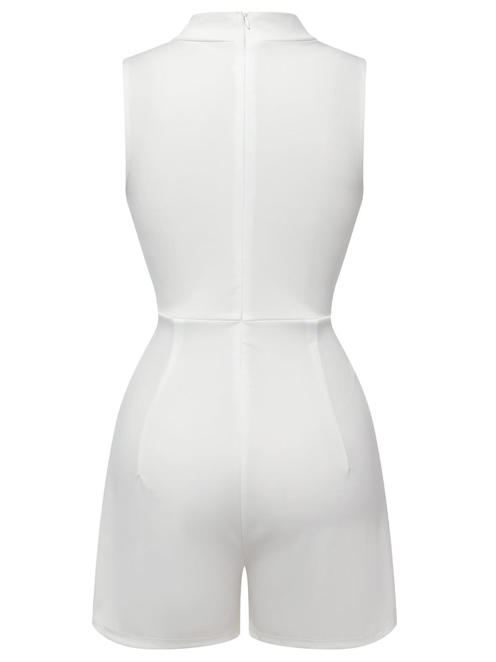 1950s Mock Neck Floral Embroidered Cutout Romper, vintage romper, retro jumpsuit - perfect for women who love vintage and retro fashion