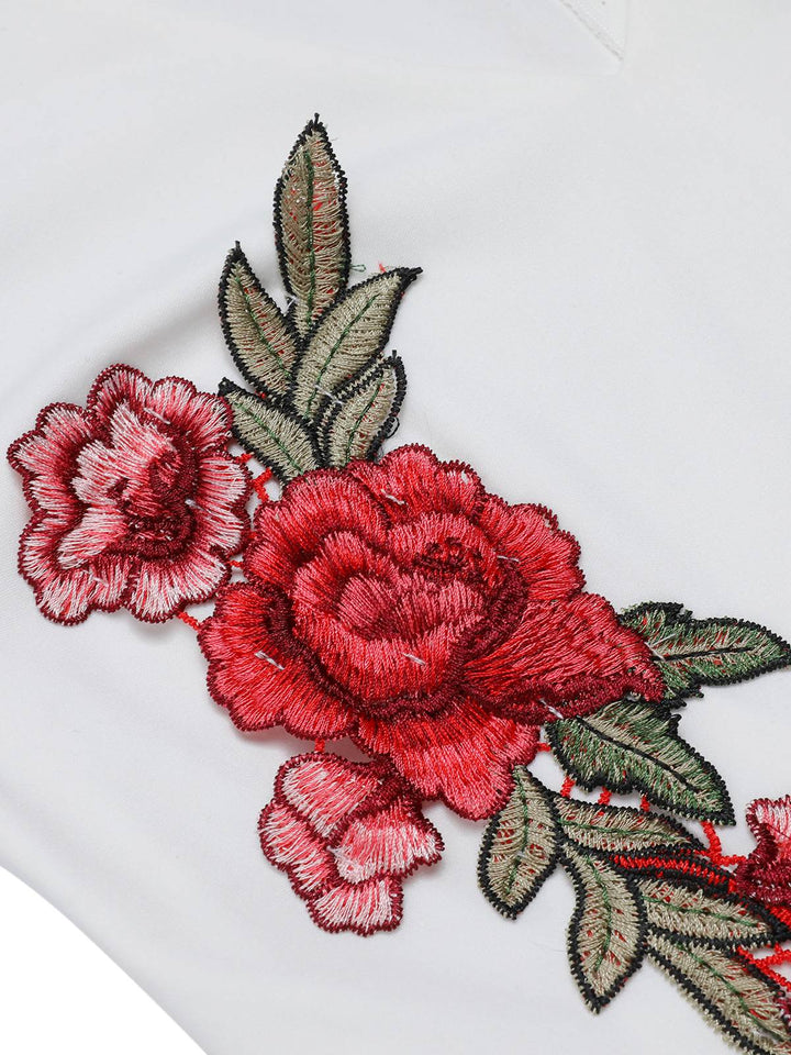 1950s Mock Neck Floral Embroidered Cutout Romper, vintage romper, retro jumpsuit - perfect for women who love vintage and retro fashion