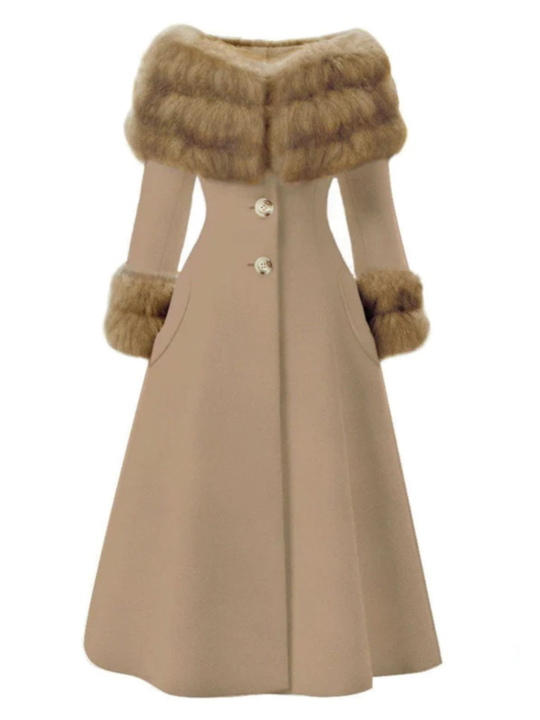 1950s Multi-Layer Fur Collar Patchwork Coat - vintage fashion, style