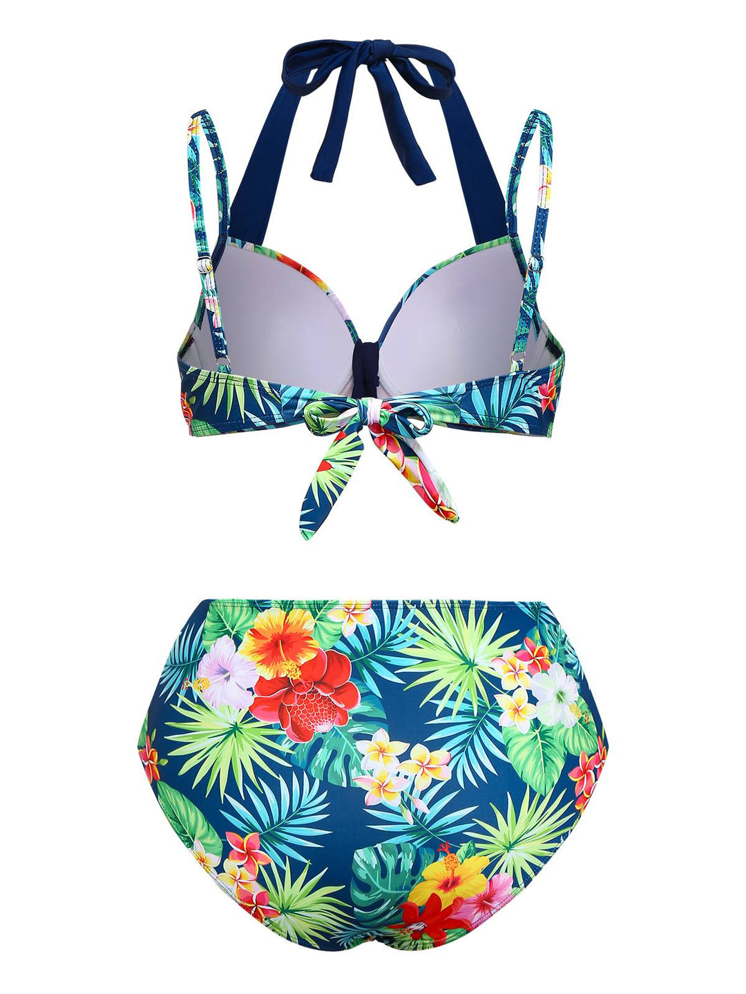 Multicolor 1950s Tropical Plants Patchwork Bikini Set - vintage fashion, retro style