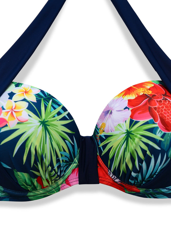 Multicolor 1950s Tropical Plants Patchwork Bikini Set - vintage fashion, retro style