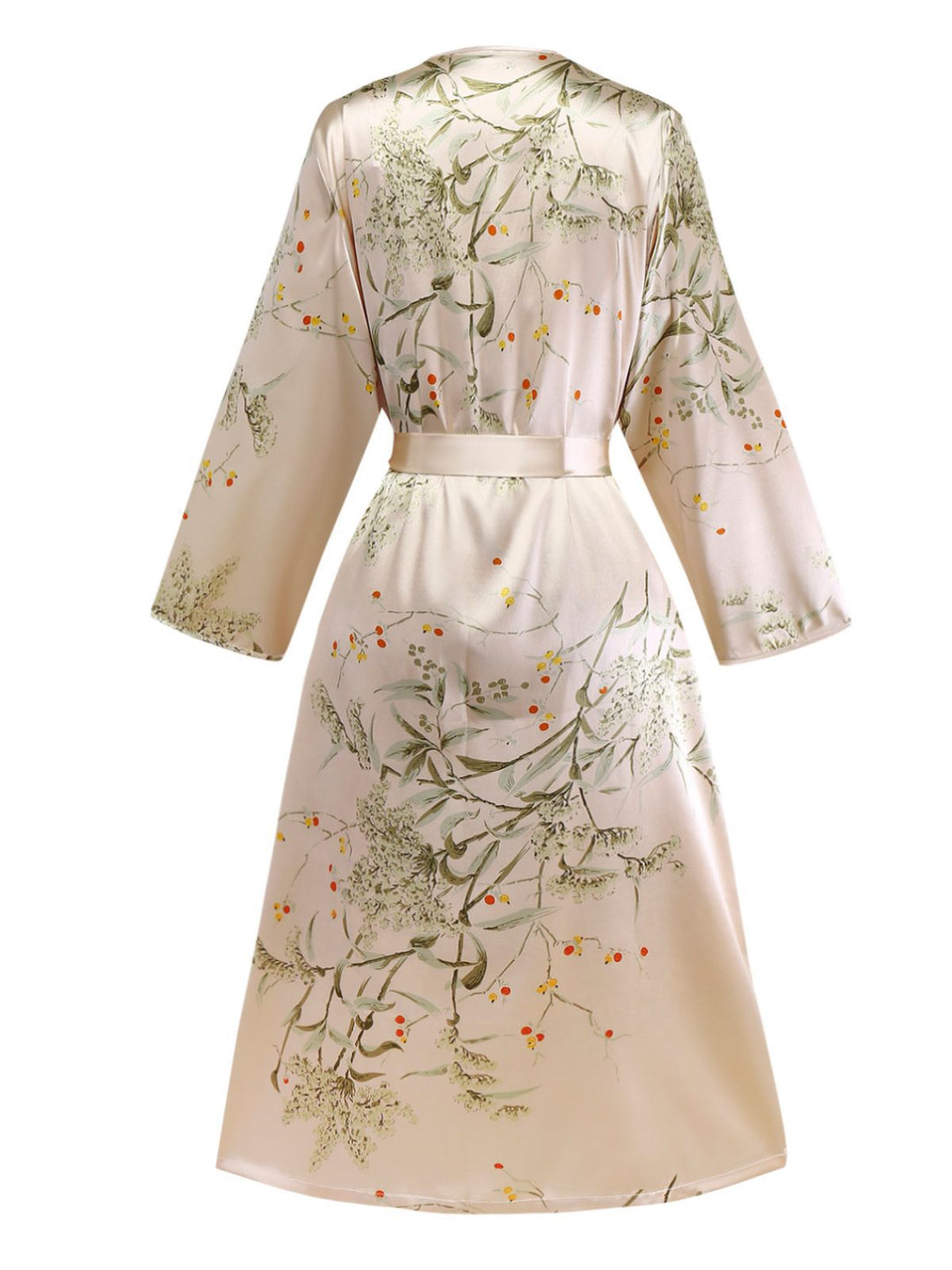 2PCS 1950s Floral Straps Satin Nightgown &amp; Matching Robe - vintage nightgown, retro sleepwear