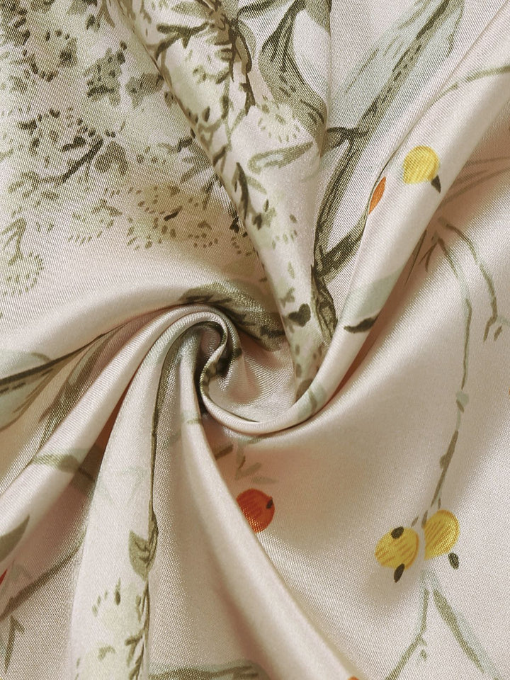 2PCS 1950s Floral Straps Satin Nightgown &amp; Matching Robe - vintage nightgown, retro sleepwear