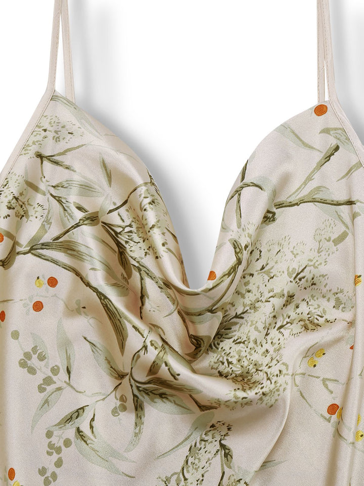2PCS 1950s Floral Straps Satin Nightgown &amp; Matching Robe - vintage nightgown, retro sleepwear